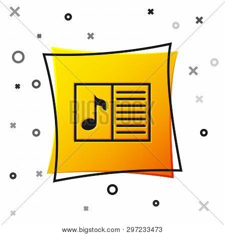 Black Music Book With Note Icon Isolated On White Background. Music Sheet With Note Stave. Notebook 