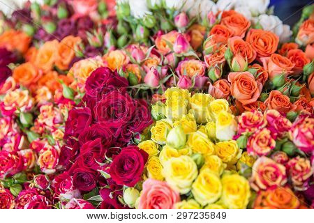 Photo Of Flower Bazaar For Graphic And Web Design, For Website Or Mobile App.