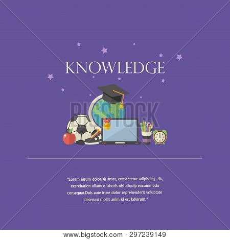 Knowlege Illustration Concept With Text , Knowledge Icon In Flat Style Vector Illustration Isolated 
