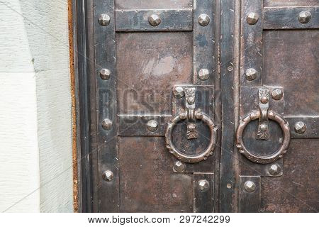 Old Rusty Gate Of The Ancient Monastery In Georgia For Graphic And Web Design, For Website Or Mobile