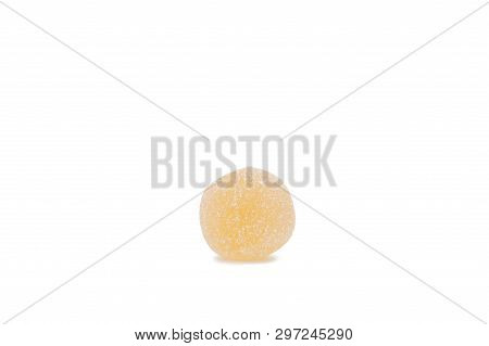 Isolate yellow marmalade. Round marmalade on a white background.