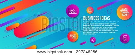 Header Banner. Cashback Card, Water Analysis And Payment Methods Icons Simple Set. Website Education