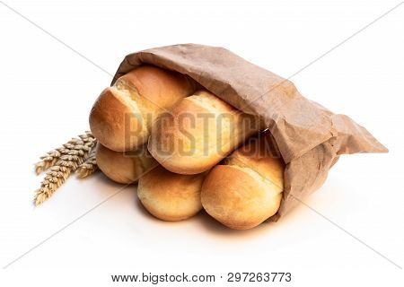 Mini  Brioche Bun In Paper Bag Isolated On White