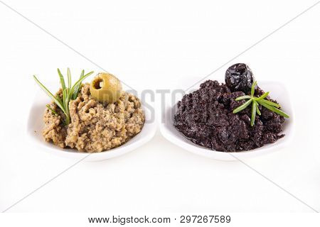 olive tapenade isolated on white background