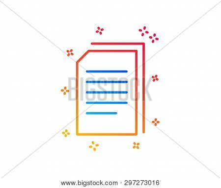 Copy Documents Line Icon. Copying Files Sign. Paper Page Concept Symbol. Gradient Design Elements. L