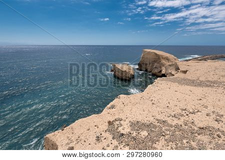 Tajao Landscape, Volcanic Coastline In South Tenerife Island, Canary Islands, Spain.