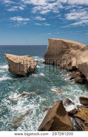 Tajao Landscape, Volcanic Coastline In South Tenerife Island, Canary Islands, Spain.