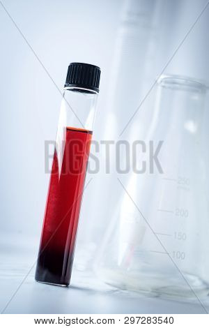 Medical Test Tube With Blood Sample For Laboratory Medical Testing