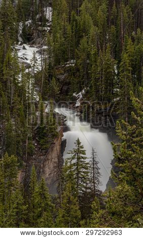 Beartooth Falls In Absaroska Wilderness In Western Wyoming