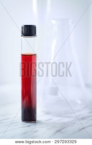 Medical Test Tube With Blood Sample For Laboratory Medical Testing