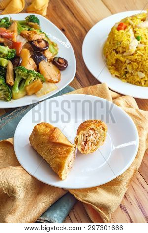 Buddha\\\'s Delight Sauteed Mixed Chinese Vegetables With Tofu Served With Chicken Fried Rice And An