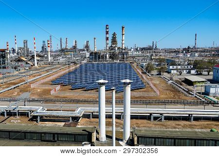 Installation Of Solar Panels At And Oil Refinery In Russia. Equipment And Complexes For Hydrocarbon 