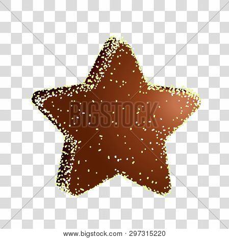 Vector Illustration Of A Chocolate Candy Star On A White Background. Isolated Image Of Sweets.