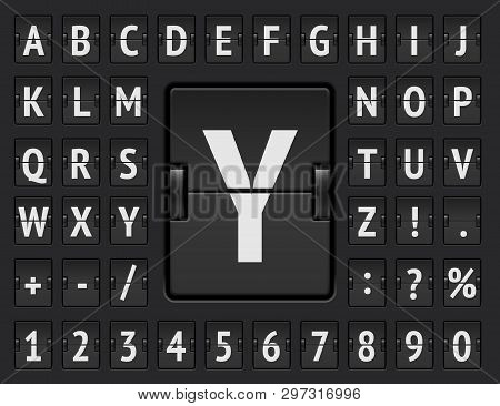 Terminal Scoreboard Regular Font To Display Flight Departure Or Arrival Info Vector Illustration.