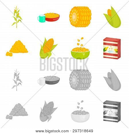 Vector Illustration Of Cornfield And Vegetable Icon. Set Of Cornfield And Vegetarian Stock Vector Il