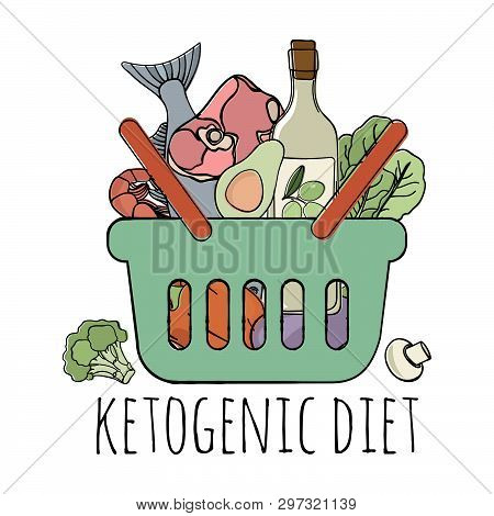 Keto Store Healthy Food Low Carb Diet Organic Proper Nutrition Vector Illustration Set For Print Fab