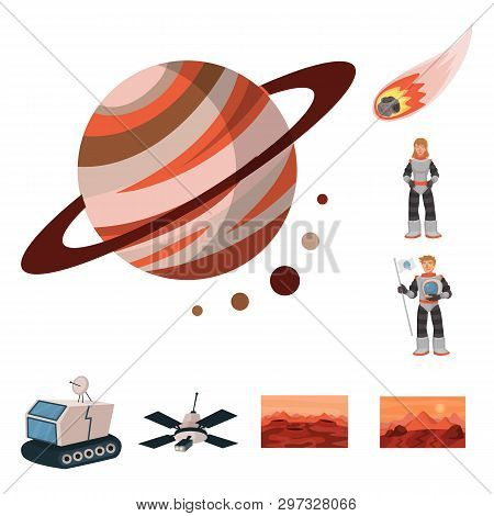 Vector Design Of Space  And Galaxy  Symbol. Set Of Space  And Travels  Stock Vector Illustration.