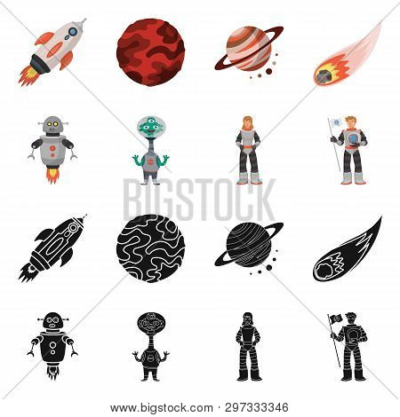 Vector Illustration Of Astronomy And Technology  Logo. Collection Of Astronomy And Sky Stock Vector 