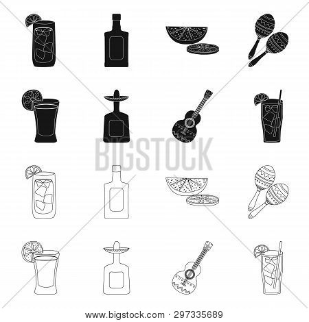 Vector Design Of Cafe And Latin Icon. Set Of Cafe And National Vector Icon For Stock.