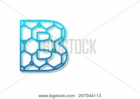 Letter B Logo Design Template With Hexagon Shape For Technology Background. Line Art Logo Type Desig