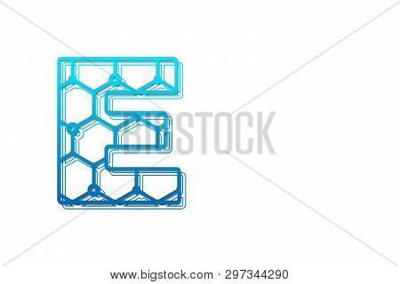 Letter E Logo Design Template With Hexagon Shape For Technology Background. Line Art Logo Type Desig