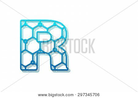 Letter R Logo Design Template With Hexagon Shape For Technology Background. Line Art Logo Type Desig