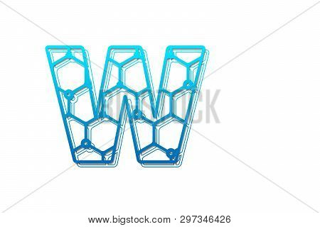 Letter W Logo Design Template With Hexagon Shape For Technology Background. Line Art Logo Type Desig