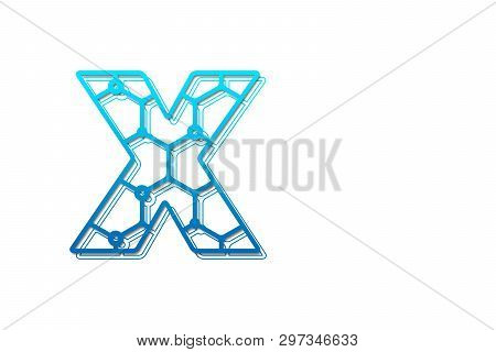 Letter X Logo Design Template With Hexagon Shape For Technology Background. Line Art Logo Type Desig