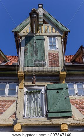 Hoist At The Facade Of An Old House In Lauenburg, Germany