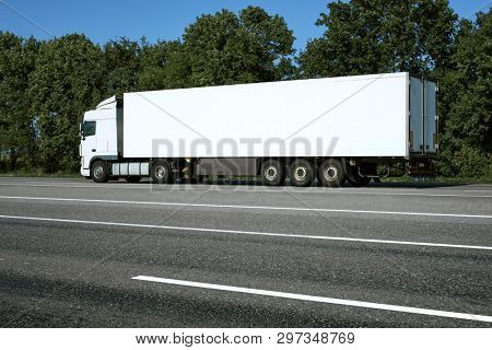 Odesa region, Ukraine, August 25, 2017 - Truck is going up the highway E95
