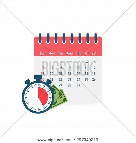 Tax Day. Concept Of Payment Date Or Payday Loan Like A Calendar With Money. Vector Stock Illustratio