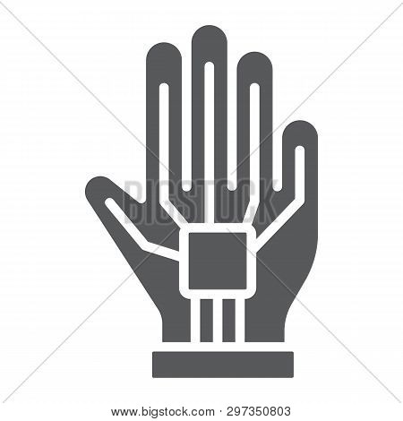 Vr Glove Glyph Icon, Virtual And Technology, Wired Gloves Sign, Vector Graphics, A Solid Pattern On 