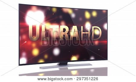 Ultrahd Smart Tv With Curved Screen On White Background