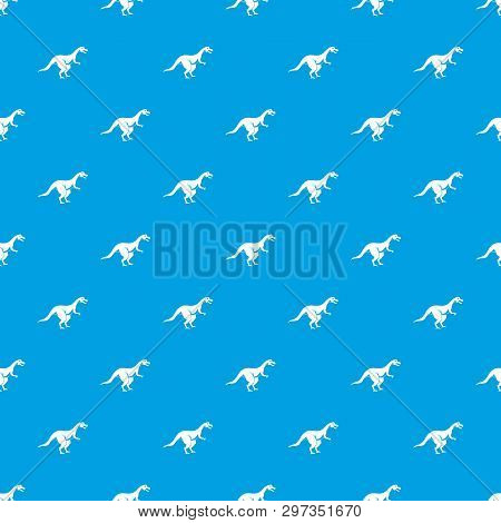 Theropod Dinosaur Pattern Repeat Seamless In Blue Color For Any Design. Geometric Illustration