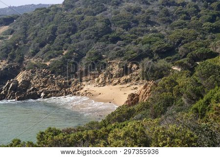 View Of The Beach Cala Del Morto In Chia