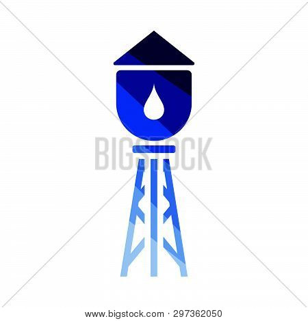 Water Tower Icon. Flat Color Design. Vector Illustration.