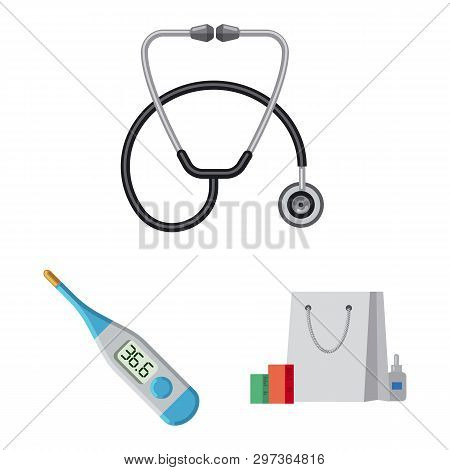 Vector Design Of Pharmacy And Hospital Icon. Set Of Pharmacy And Business Stock Vector Illustration.