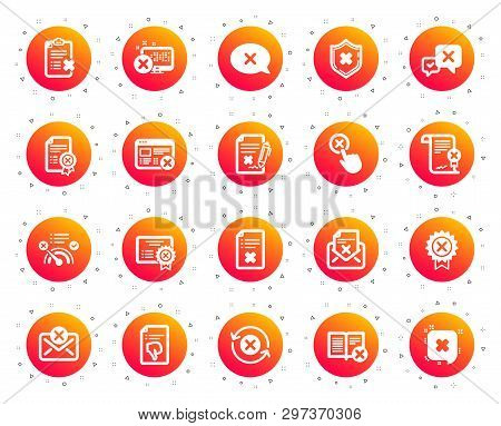 Reject Or Cancel Icons. Set Of Decline Certificate, Cancellation And Dislike Icons. Refuse, Reject S