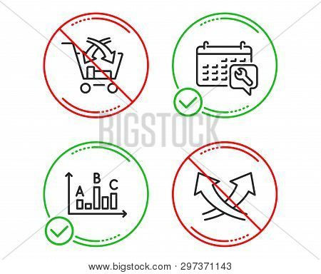 Do Or Stop. Survey Results, Cross Sell And Spanner Icons Simple Set. Intersection Arrows Sign. Best 