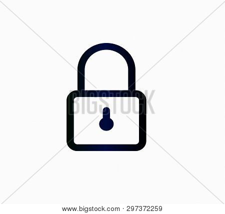 Vector Icon Closed Lock, Protection. Vector Screen Lock Symbol For Smartphone Or Plan Price. Flat Bu