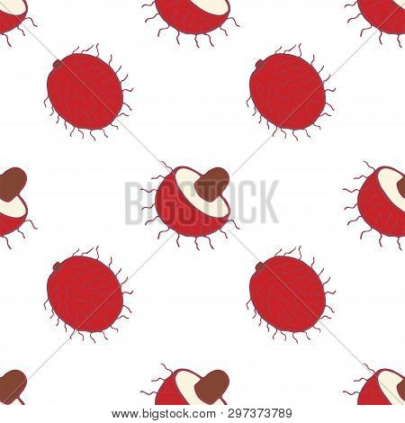Fruit Rambutan Seamless Pattern, Great Design For Any Purposes. Hand Drawn Fabric Texture Pattern. H