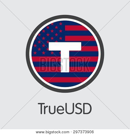Tusd - Trueusd. The Logo Of Cryptocurrency Or Market Emblem.