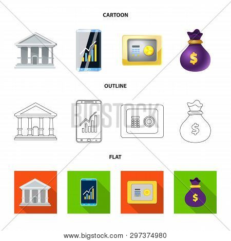 Isolated Object Of Bank And Money Logo. Collection Of Bank And Bill Stock Vector Illustration.