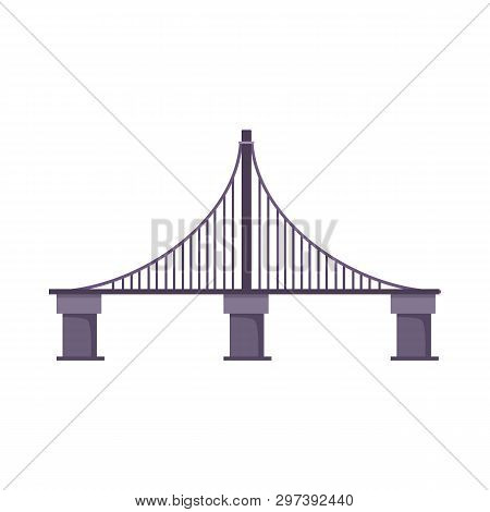 Cable Bridge Vector Illustration. Highway Bridge, City, River. Bridges Concept. Vector Illustration 