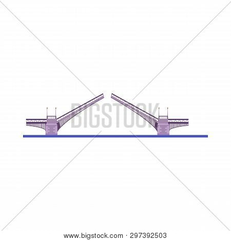 Drawbridge Vector Illustration. Highway Bridge, Waterway, Harbor. Bridges Concept. Vector Illustrati