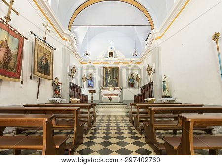 Interior And Ceiling Of The Chapel Of Saint Catherine In Corniglia, La Spezia, Liguria, Italy - 21st