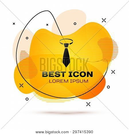 Black Tie Icon Isolated On White Background. Necktie And Neckcloth Symbol. Fluid Color Banner. Vecto