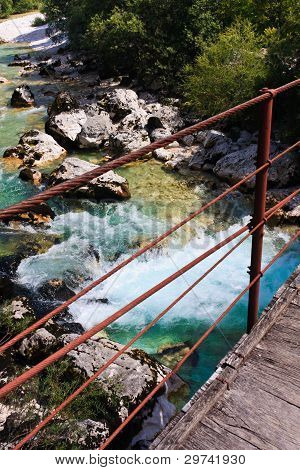Most přes alpské řeky Soča / Isonzo, Slovinsko