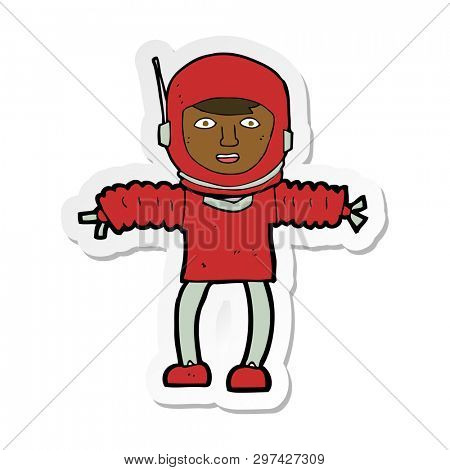 sticker of a cartoon astronaught