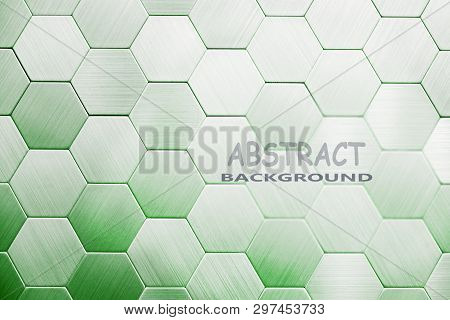Abstract Silver Metal Background. Geometric Hexagons. Different Color